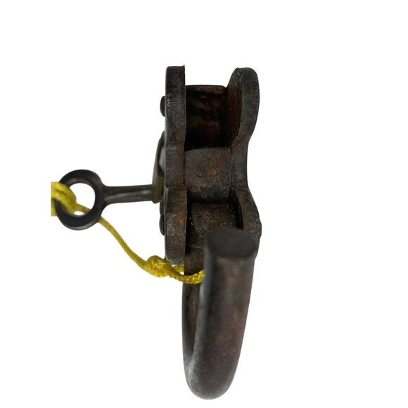 Vintage Rustic Steel Brass Padlock Heavy Duty Skeleton Key Lock Farmhouse - Picture 7 of 10